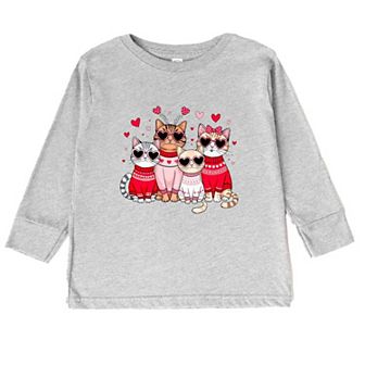 Valentine Kittens Toddler Long Sleeve Graphic Tee
