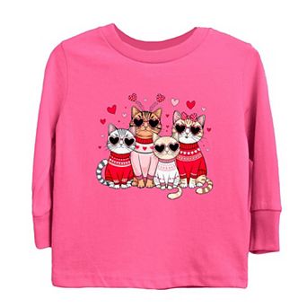 Valentine Kittens Toddler Long Sleeve Graphic Tee