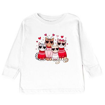 Valentine Kittens Toddler Long Sleeve Graphic Tee