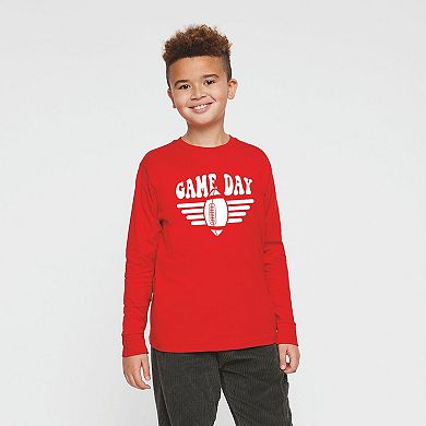 Football Game Day Stripes Youth Long Sleeve Graphic Tee