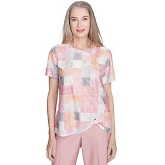 Women's Alfred Dunner Textured Colorblock Crewneck Tee