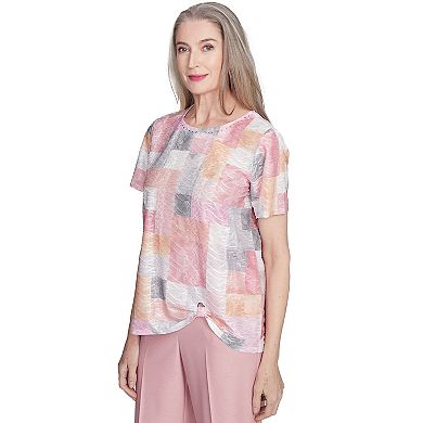 Women's Alfred Dunner Textured Colorblock Crewneck Tee