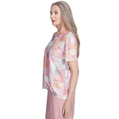 Women's Alfred Dunner Textured Colorblock Crewneck Tee