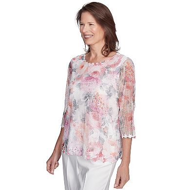 Women's Alfred Dunner Floral Mesh Watercolor Top