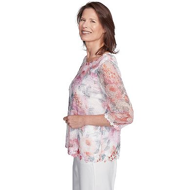 Women's Alfred Dunner Floral Mesh Watercolor Top