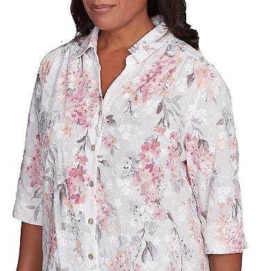 Women's Alfred Dunner Collared Button Front Hydrangea Top