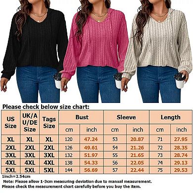 Pull Col V Femme Manches Longues - Taille Ample - Neuf Avec étiquettes - Polyester
