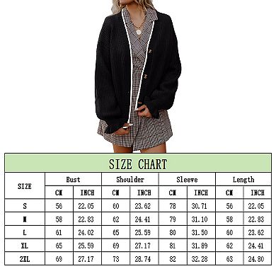 Women's Long Sleeve Cable Knit Sweater Open Front Cardigan Button Lantern Sleeve Outerwear Coats