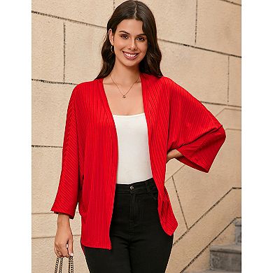 Women Batwing Long Sleeve Sweaters Drape Open Front Casual Lightweight Loose Cardigan