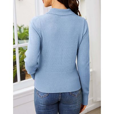 Women's Cardigan Sweaters Zip Up Open Front Cardigans Turtleneck