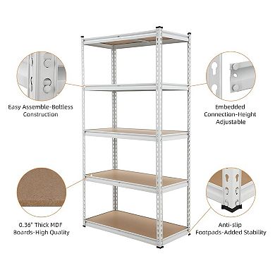 Garage Storage Shelves, 5-Tier Heavy Duty Storage Shelving, 18"D x 35.5"W x 71"H