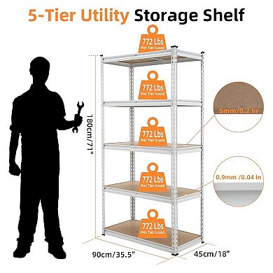 Garage Storage Shelves, 5-Tier Heavy Duty Storage Shelving, 18"D x 35.5"W x 71"H