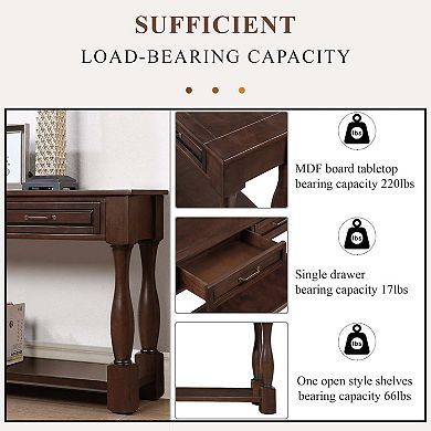 Mondawe 63 Inch Wooden Console Table With 3 Drawers And 1 Bottom Shelf Entrance Hallway Sofa Table