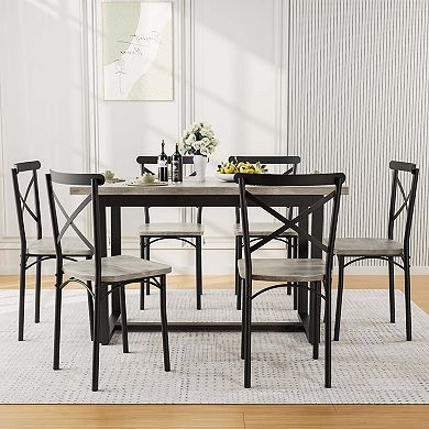 Mondawe 7-Piece Set Table And Chairs,Stylish And Practical,Suitable For Various Home Environments
