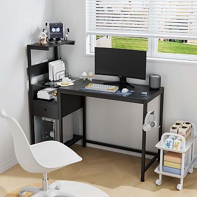 Mondawe Home Office Computer Desk,Study Desk With USB Port Charging Station And Storage Rack