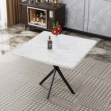 Mondawe Square Dining Table,Medieval Modern 4-6 Person Dining Table,Kitchen Dining Room Coffee Table