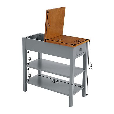 Mondawe Narrow 2-Tone End Table With USB Charging Port, Suitable For Small Space Side Tables