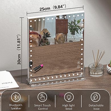 VANITII 10''x 12'' Hollywood Mirror with Lights Bluetooth Detachable