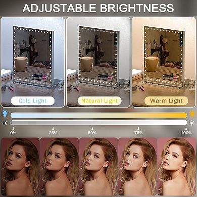 VANITII 10''x 12'' Hollywood Mirror with Lights Bluetooth Detachable