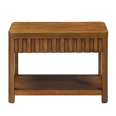 Mondawe 25 Inch Rectangular Solid Wood Farmhouse Coffee Table With Storage Rack, Sofa Side Table