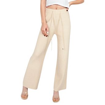 Women's Wide-Leg Sweater Pants with Elastic Waistband and Adjustable Drawstring for Adaptive Fit