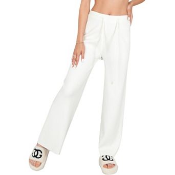 Women's Wide-Leg Sweater Pants with Elastic Waistband and Adjustable Drawstring for Adaptive Fit