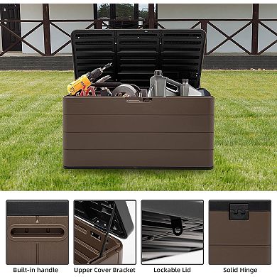 Outdoor Storage Bin Resin Deck Box Lockable Outdoor Garden Storage Box Waterproof