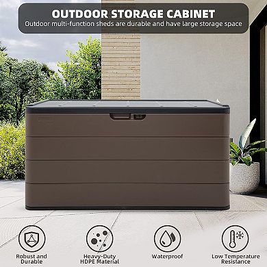 Outdoor Storage Bin Resin Deck Box Lockable Outdoor Garden Storage Box Waterproof