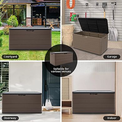 Outdoor Storage Bin Resin Deck Box Lockable Outdoor Garden Storage Box Waterproof
