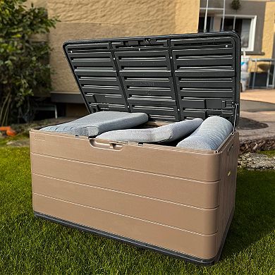 Outdoor Storage Bin Resin Deck Box Lockable Outdoor Garden Storage Box Waterproof
