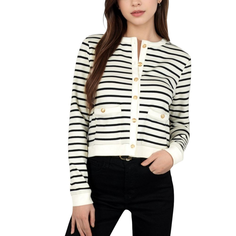 Striped Button Up Cardigan main image 1