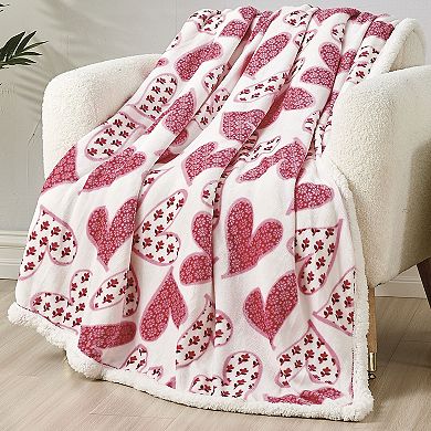 Valentine Scarlett Sherpa Plush Decorative Throw Blanket