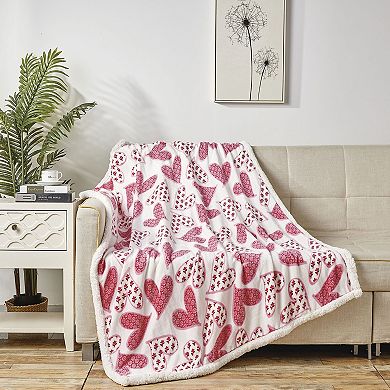 Valentine Scarlett Sherpa Plush Decorative Throw Blanket