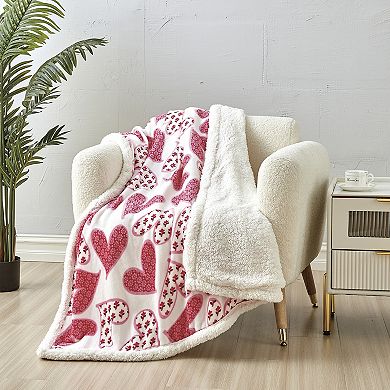 Valentine Scarlett Sherpa Plush Decorative Throw Blanket