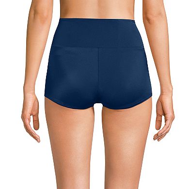 Women's Lands' End Tugless High Waisted Boy Short Swim Bottoms