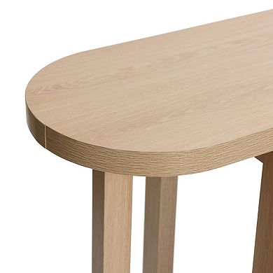LuxenHome Natural Finish MDF Wood 47-Inch Long Oval Console Table