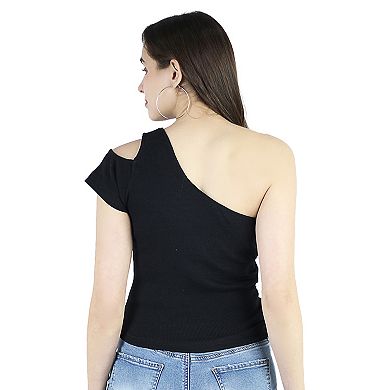 Women's Summer One Shoulder Ribbed Knit Casual Crop Tops