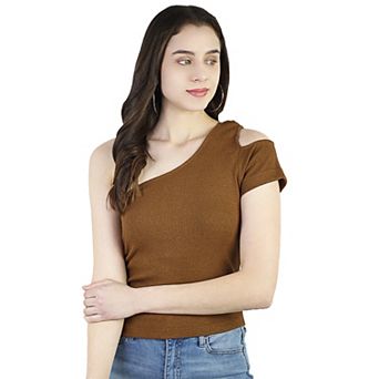 Women's Summer One Shoulder Ribbed Knit Casual Crop Tops