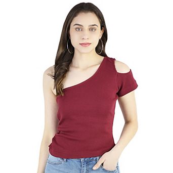 Women's Summer One Shoulder Ribbed Knit Casual Crop Tops