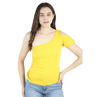 Women's Summer One Shoulder Ribbed Knit Casual Crop Tops