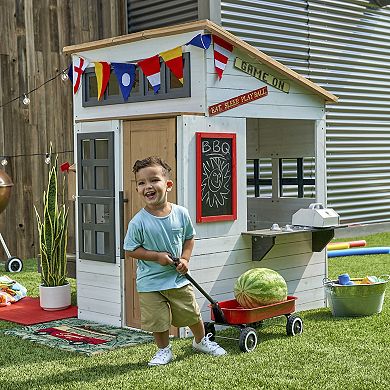 KidKraft Modern Outdoor Wooden Playhouse with Picnic Table