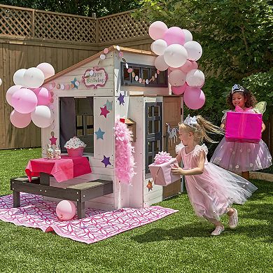 KidKraft Modern Outdoor Wooden Playhouse with Picnic Table