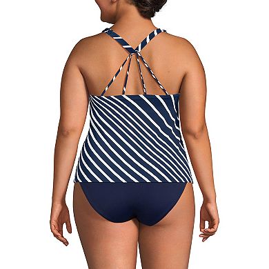 Plus Size Lands' End High Neck Strappy Back Tankini Swim Top