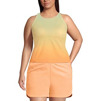 Plus Size Lands' End High Neck Strappy Back Tankini Swim Top