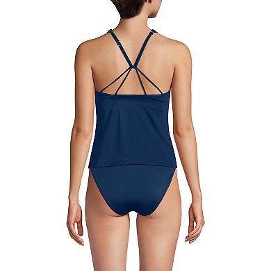 Women's Lands' End High Neck Strappy Back Tankini Swim Top