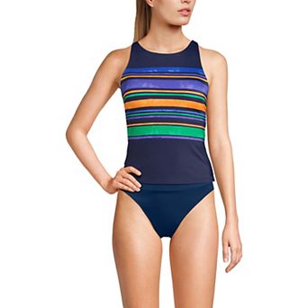Women's Lands' End High Neck Strappy Back Tankini Swim Top
