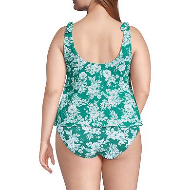 Women's Plus Size Lands' End DDD-Cup Tie Shoulder Flutter Swim Top