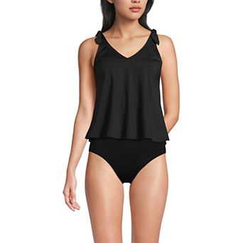 Women's Lands' End DDD-Cup Tie Shoulder Flutter Tankini Swim Top