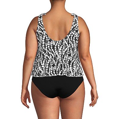 Plus Size Lands' End DD-Cup Tie Shoulder Flutter Swim Top