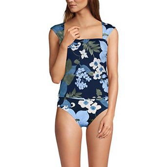 Women's Lands' End Square Neck Underwire Tankini Swim Top